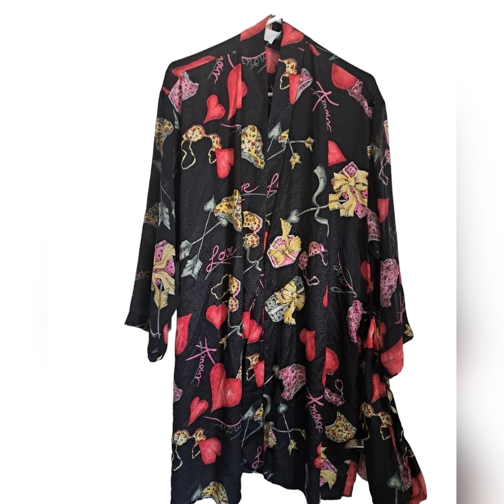 NATORI graphic hearts LOVE L'AMOUR Valentine's bridal short Robe Cupids Arrow SM
